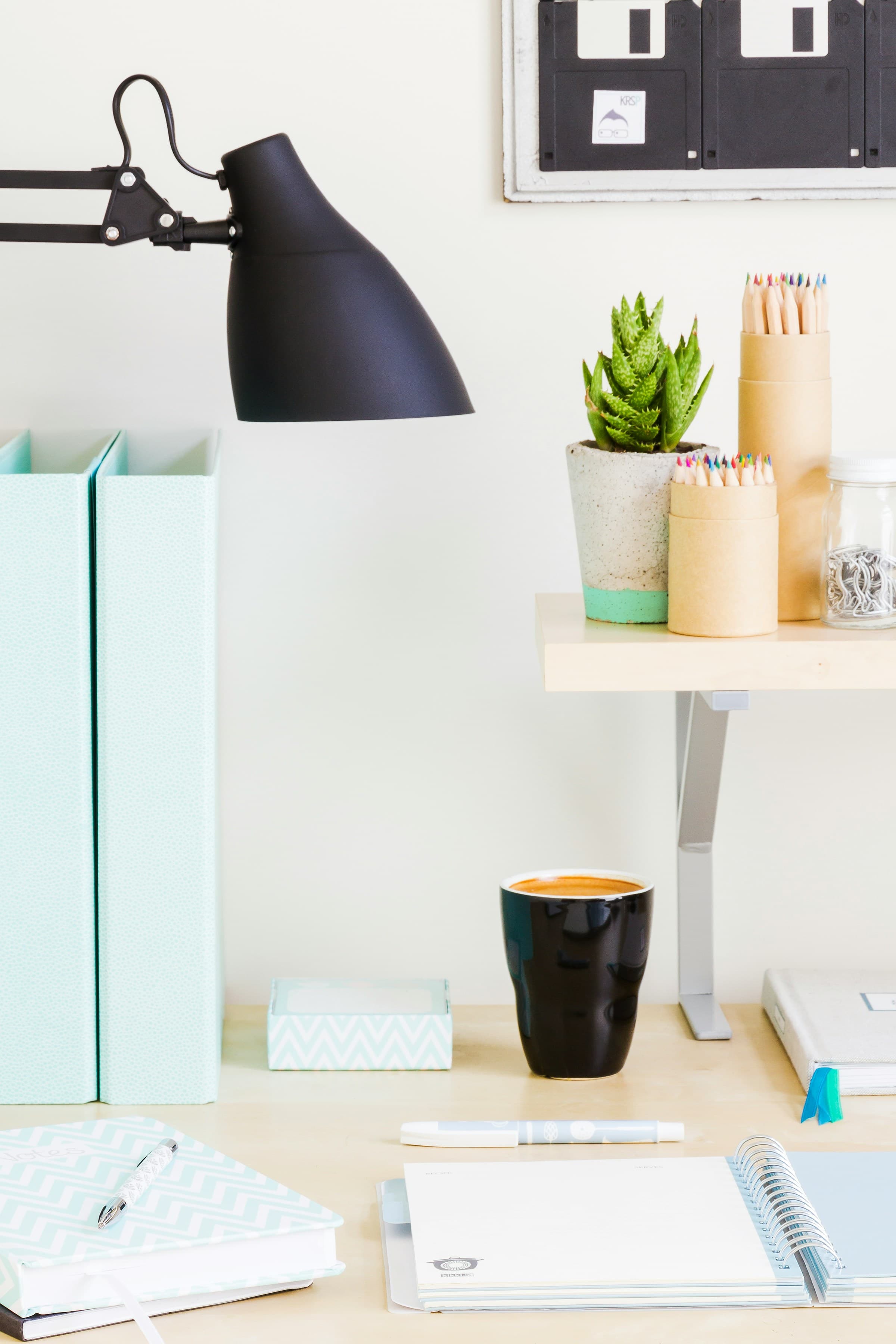 Organised office stationery and supplies